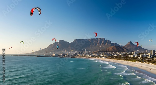 Table Mountain's Kite Dance AI Generated
