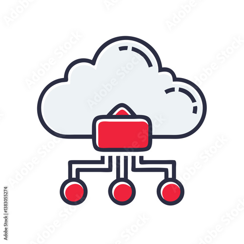 Cloud API Gateway Icon with Connections in Simple Design  