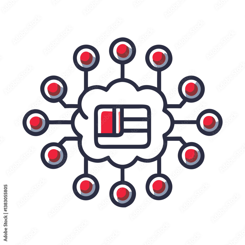 Deep Learning Icon with Connected Nodes on Transparent Background Deep Learning Icon with Connected Nodes on Transparent Background
