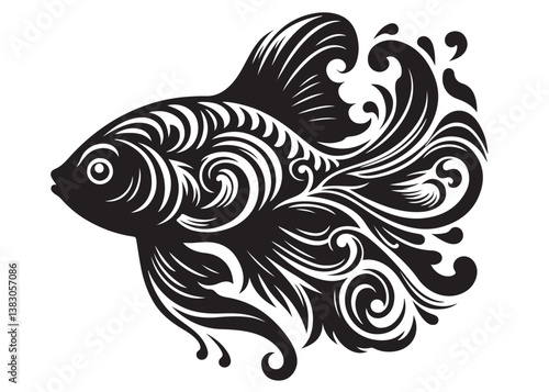 Wallpaper Mural Black silhouette of fish logo vector, fish logo icon silhouette, aquarium fish logo silhouette, silhouette of fish animals vector, Jumping fish isolated on white background Torontodigital.ca