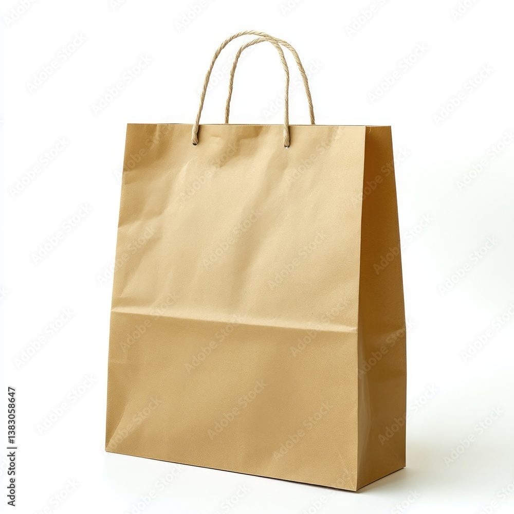 Personalized Kraft Paper Gift Bag with Custom Name Print on White Background Personalized Kraft Paper Gift Bag with Custom Name Print on White Background