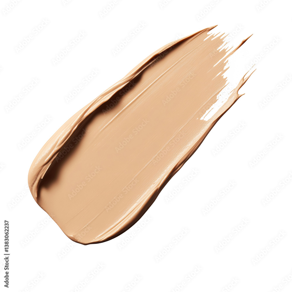 Fototapeta premium Beige foundation cream swatch on a transparent background, showcasing makeup texture and cosmetic product for beauty and skin care concepts