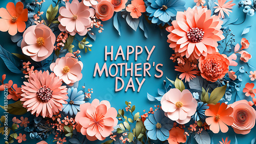 Wallpaper Mural Vibrant Mother's Day Greeting With Floral Paper Craft Illustration Torontodigital.ca