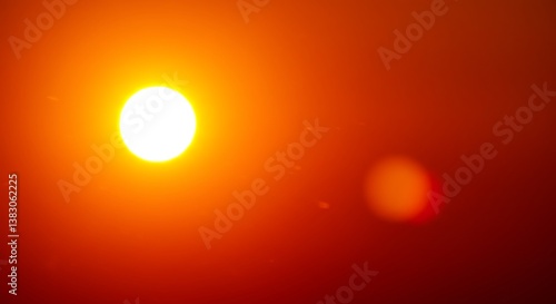 Bright Sun Setting, Orange Sky, Lens Flare AI Generated