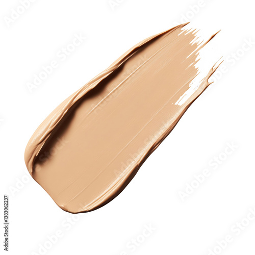 Beige foundation cream swatch on a transparent background, showcasing makeup texture and cosmetic product for beauty and skin care concepts