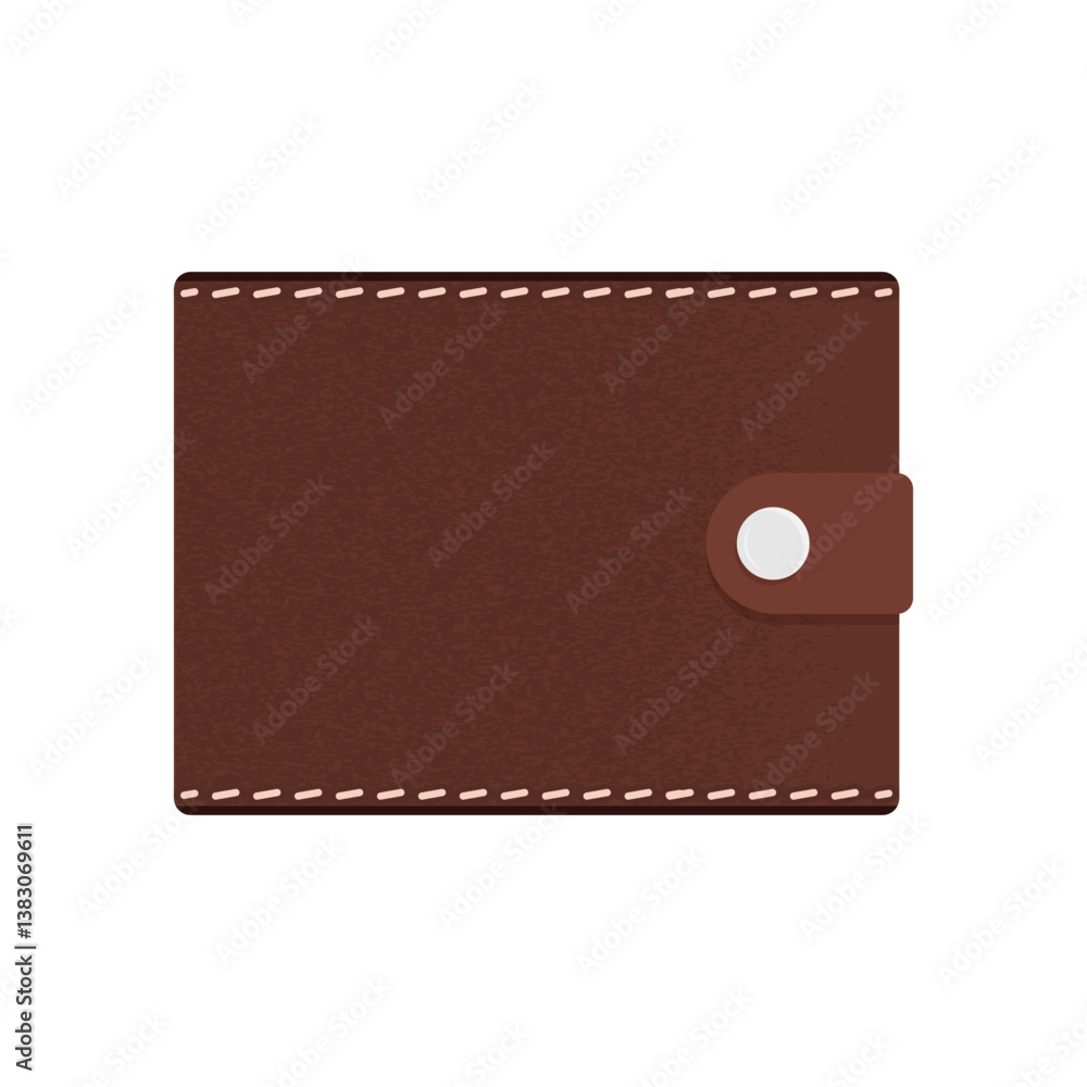 Brown leather wallet isolated on a white background. Classic minimalist leather wallet vector illustration, EPS10