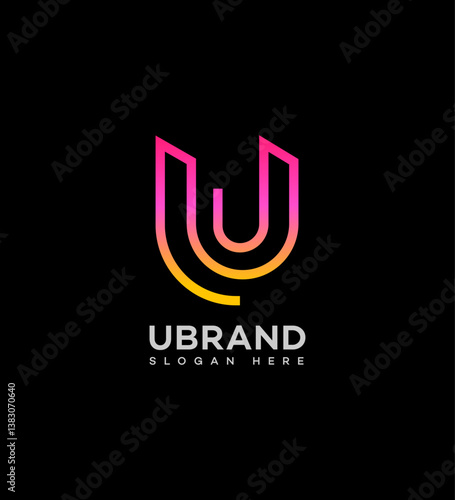 Modern U Letter Logo Design, Gradient, Brand Identity, Minimalist, Creative, Unique, Abstract, Line 