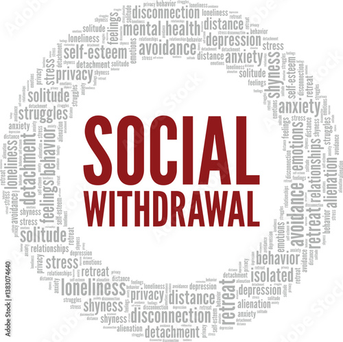 Social Withdrawal word cloud conceptual design isolated on white background.