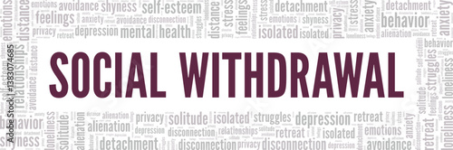 Social Withdrawal word cloud conceptual design isolated on white background.