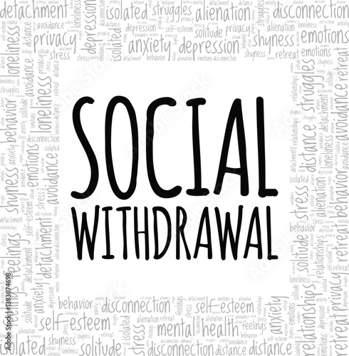 Social Withdrawal word cloud conceptual design isolated on white background.