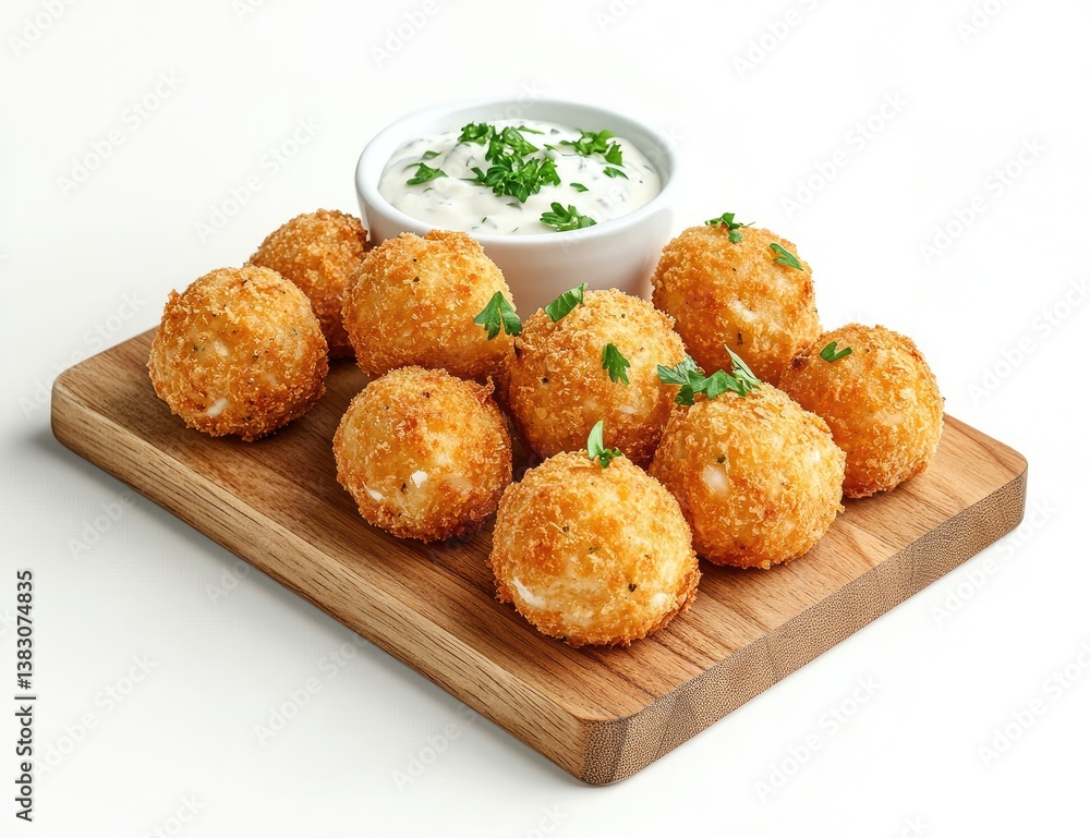 Crispy, golden-brown bites served with creamy sauce Crispy, golden-brown bites served with creamy sauce
