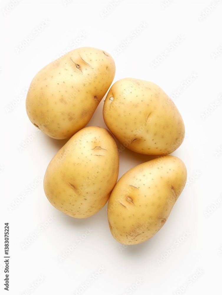 Four fresh potatoes top view Four fresh potatoes top view