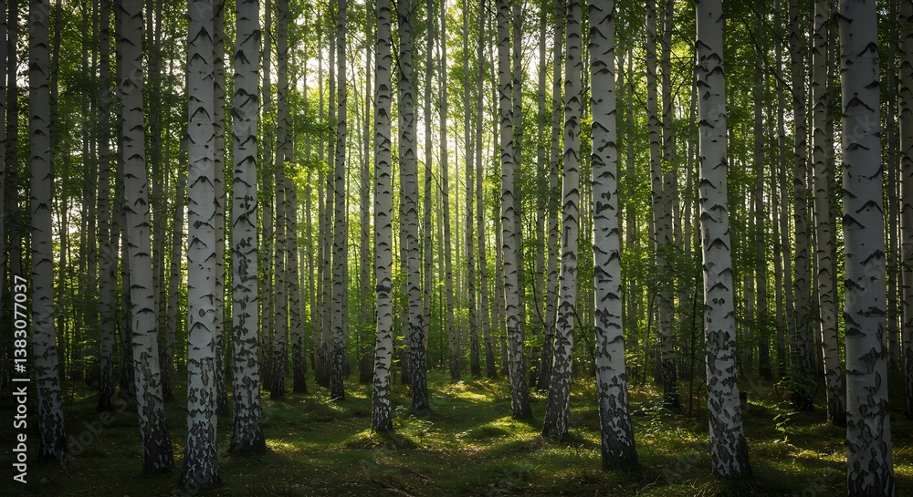 Sun-Dappled Birchwood Sanctuary AI Generated Sun-Dappled Birchwood Sanctuary AI Generated