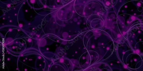 Abstract Purple Swirls Glowing Dots Dark Background Design Texture