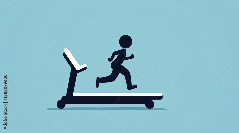 Man running on treadmill, fitness workout, blue background, health Man running on treadmill, fitness workout, blue background, health