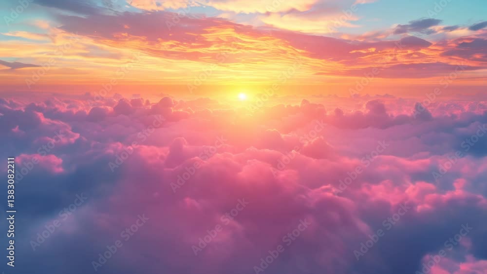View of a sunset over a cloud filled sky View of a sunset over a cloud filled sky