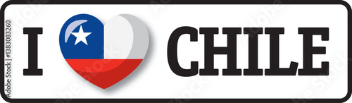 Tableau sur toile I love Chile, chilean flag inside a heart shape expressing love for Chile
