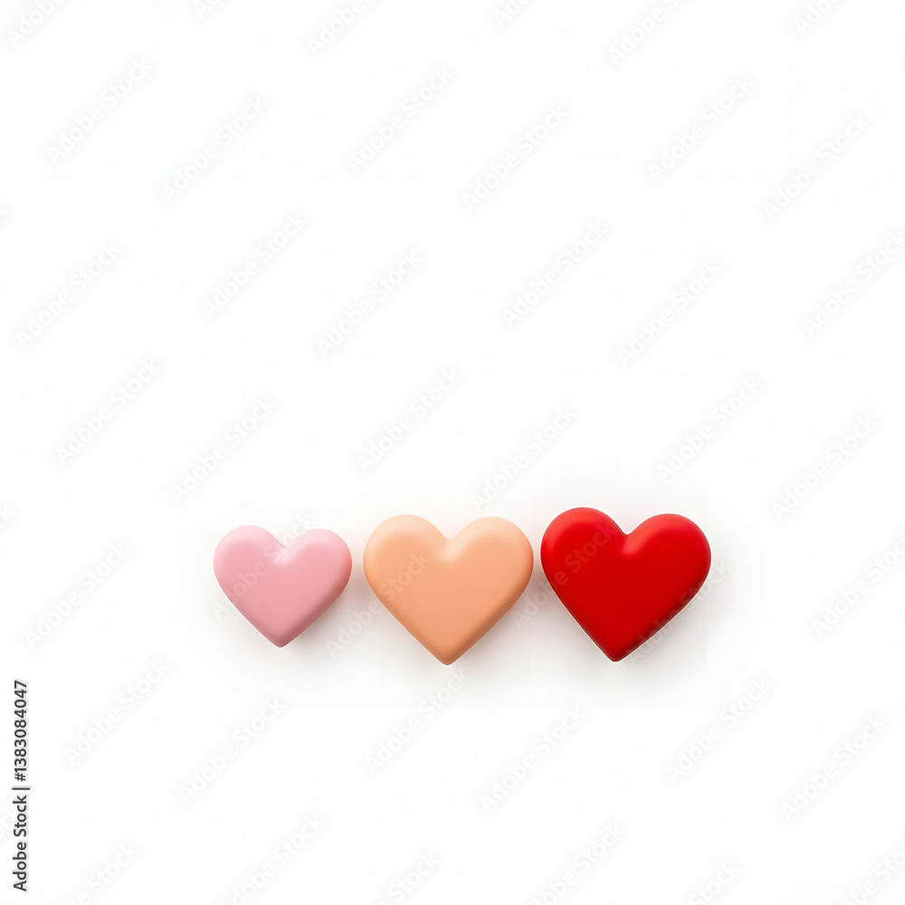 Red hearts on a white background for romance Red hearts on a white background for romance
