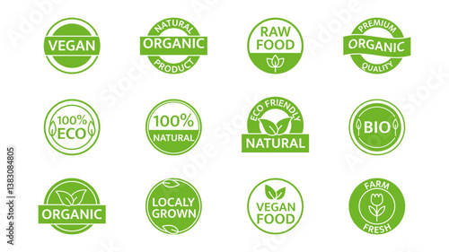 GMO free icons. Non GMO labels. Healthy food concept. Organic cosmetic. No GMO design elements for tags, product package. Ecology, vegan, bio. Beauty product. Sustainable life. Vector illustration