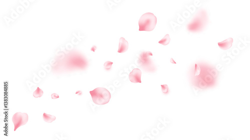 Japan flower background. Spring cherry blossom frame. Sakura petal flying composition. Cosmetic beauty product. Natural decoration. Pink rose. Spa frame. Valentine romantic card. Vector illustration