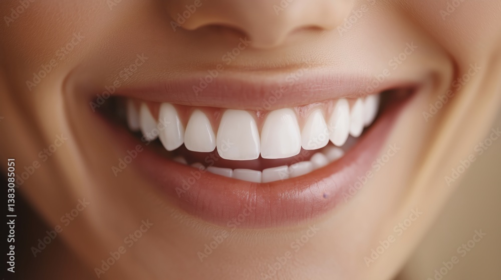 Obraz premium The focus on the flawless smile conveys confidence and happiness, with the minimalist background allowing the expression to shine.