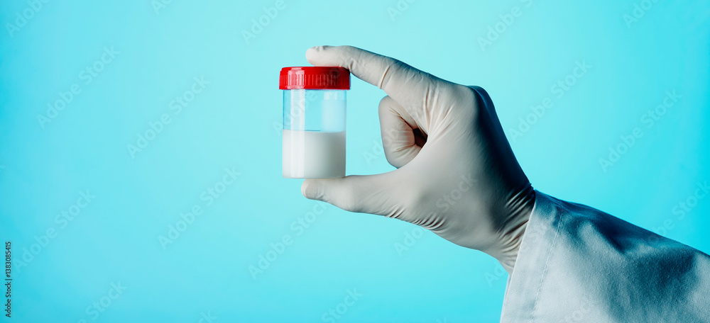 sterile container with some semen, web banner