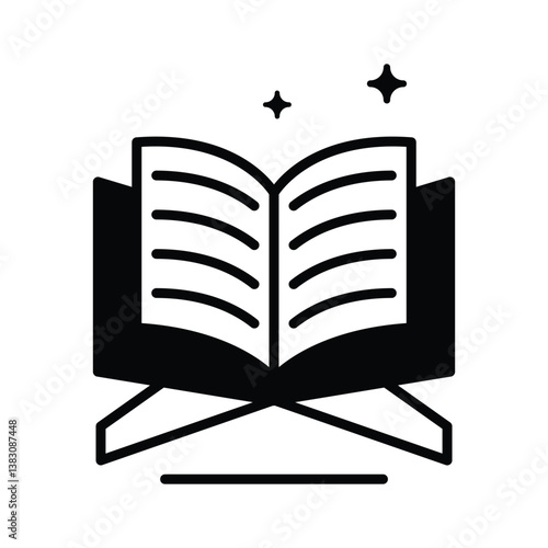 A captivating glyph style icon of holy quran recitation