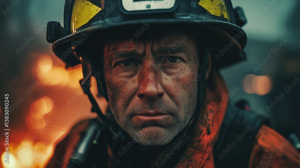 A weary firefighter, clad in soot-streaked gear, locks eyes with the camera, his expression etched with fatigue and quiet resilience after a grueling shift.
A weary firefighter, clad in soot-streaked gear, locks eyes with the camera, his expression etched with fatigue and quiet resilience after a grueling shift.