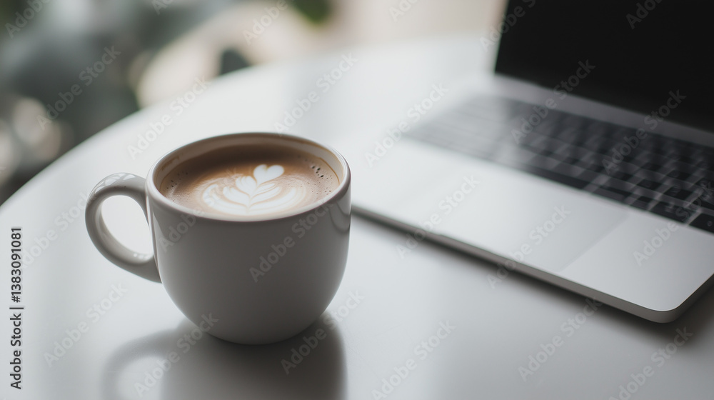 Coffee next to a laptop with a to-do list on a tidy table Coffee next to a laptop with a to-do list on a tidy table