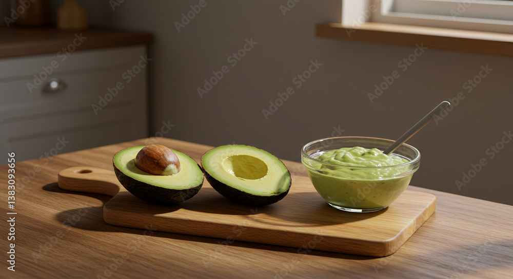 Fresh Avocado and Guacamole Preparation Fresh Avocado and Guacamole Preparation