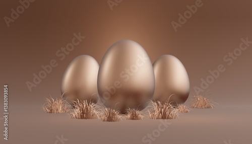 Happy Easter background in trendy chocolate colors