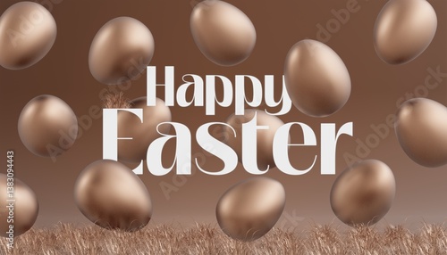 Happy Easter background in trendy chocolate colors