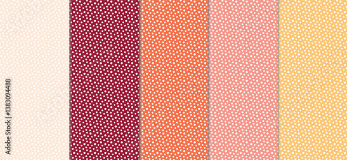 collection of pin up retro vintage polka dot seamless patterns. cheerful red, pink, orange, yellow polka dot patterns set
