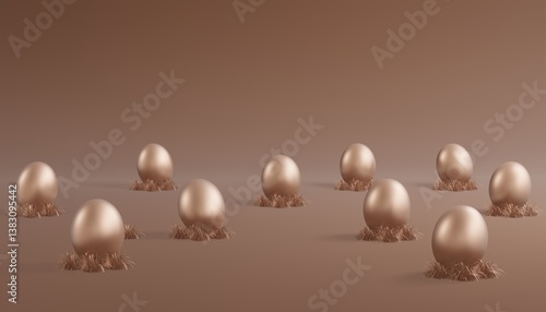 Happy Easter background in trendy chocolate colors