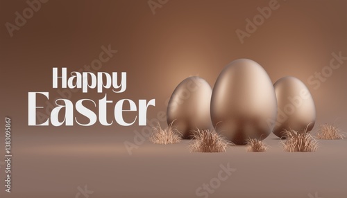 Happy Easter background in trendy chocolate colors