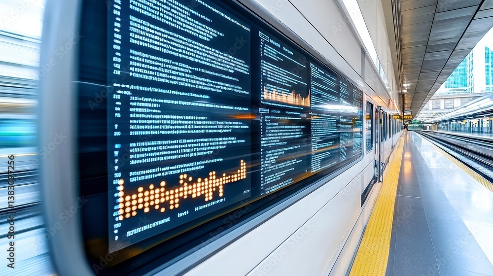 Obraz premium Train station digital display in motion
