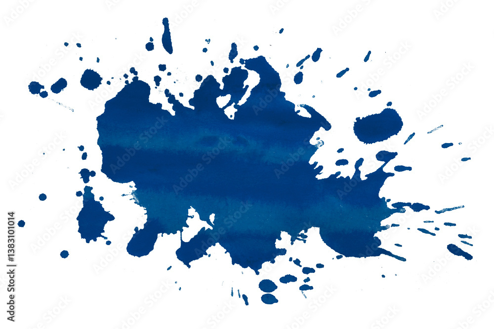 Obraz premium blue brush paint stain isolated on transparent background