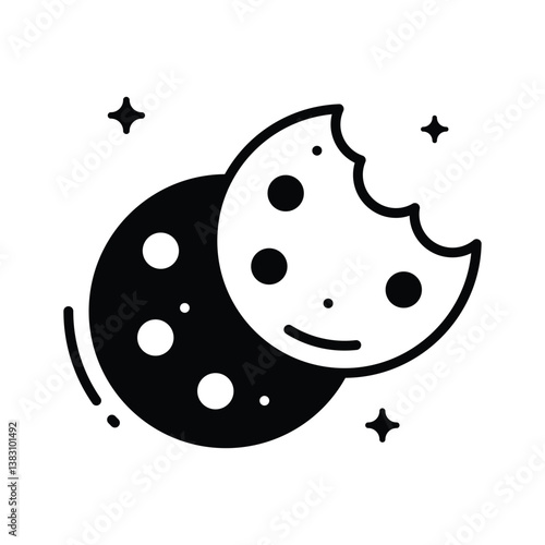 Bite cookies icon creatively designed in glyph style