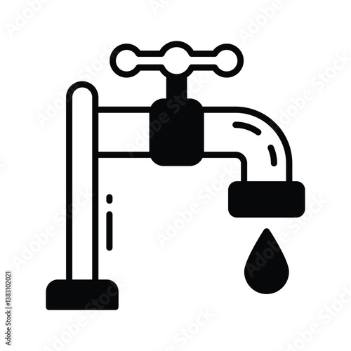 Ready to use glyph style icon of ablution water tap