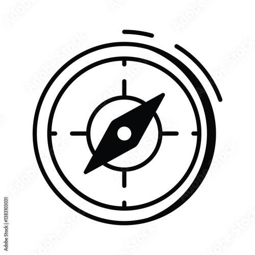 Ready to use glyph icon of orientation needle compass