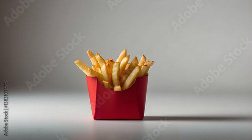 French Fries in Red Carton on White Table.........