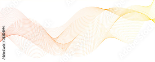 Modern abstract orange wave digital geometric Technology, data science frequency gradient lines   transparent tech wave curve creative technology flowing smooth diagonal background.