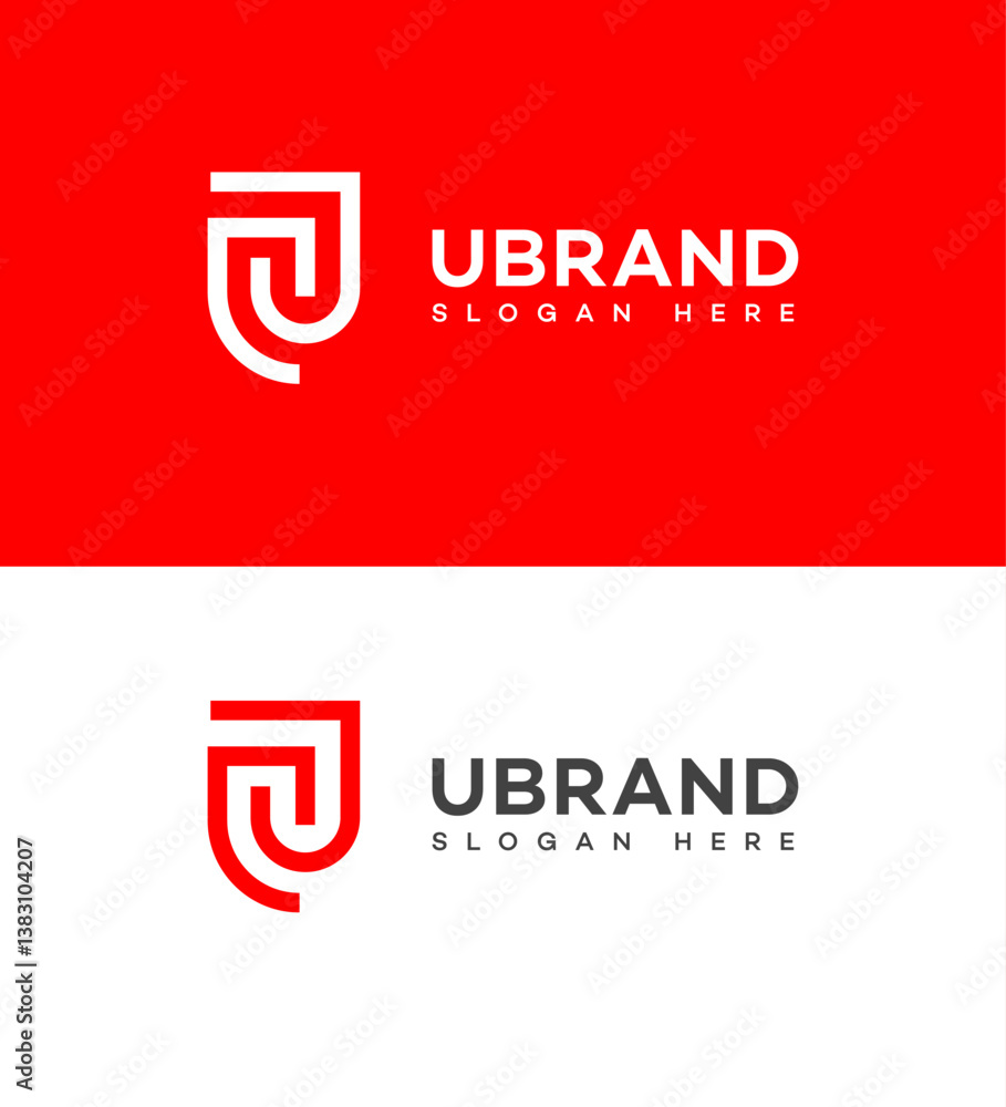 U Letter Logo Design Red and White Variations, Minimalist Style U Letter Logo Design Red and White Variations, Minimalist Style