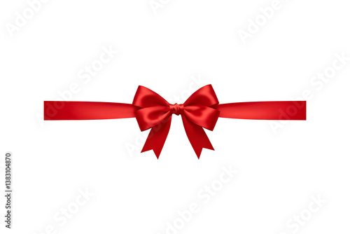 A vibrant red satin ribbon bow elegantly tied symbolizes celebration gifting and festive cheer against a stark black background Perfect for holiday designs gift wrapping and AI Generative