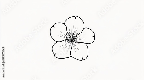 Elegant black and white flower illustration for design, logo, background