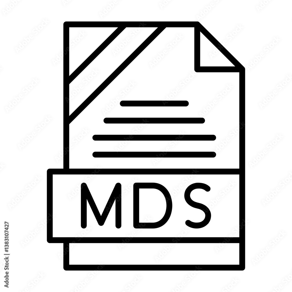 MDS File Format Outline Style Icon MDS File Format Outline Style Icon