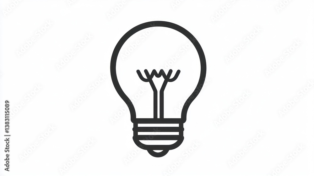 Light bulb icon on white background; symbol of ideas, creative thinking, and innovation Light bulb icon on white background; symbol of ideas, creative thinking, and innovation