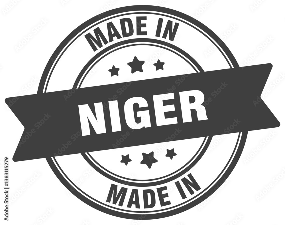Obraz premium Made in Niger round sign. Made in Niger stamp.