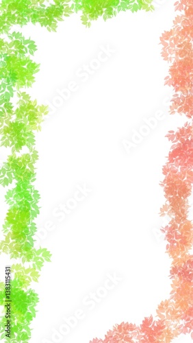 abstract floral simple green and reddish orange leaf frame