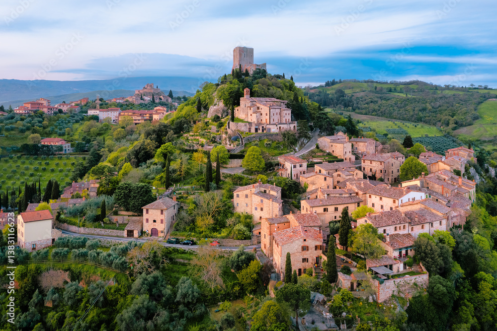 Rocca d'Orcia village in Castiglione d'Orcia town, Orcia valley, Tuscany, Italy
